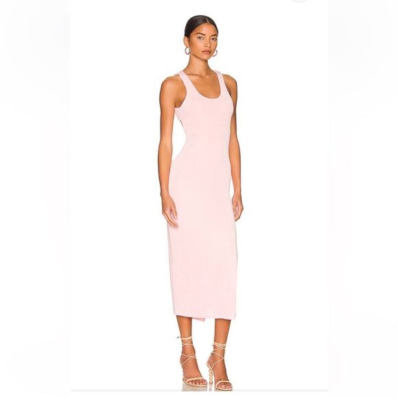 Superdown Marissa Midi Dress in Baby Pink stretch open back tie Revolve - Picture 3 of 11